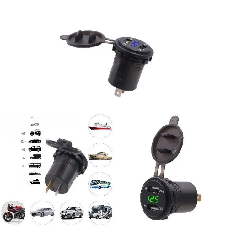 Cargador USB de Doble Puerto 4.2A con Voltímetro LED Digital Impermeable para Coche, Barco, Motocicleta Accesorios de Motores - 1