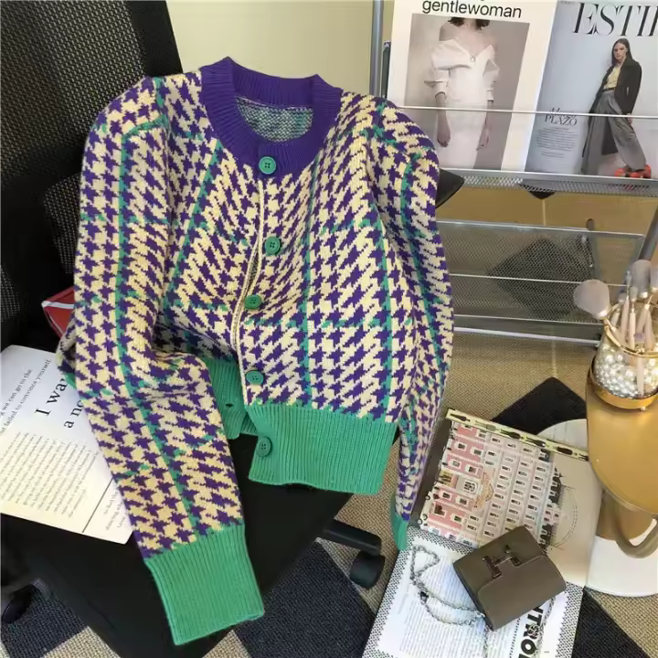 Tejido combinado con mil pájaros de colores, ropa de mujer de moda. - 1