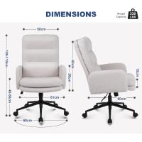 Silla Oficina de Respaldo Alto, Cómoda Silla Tocador con Altura Ajustable, Sillas Ordenador para Hogar y Dormitorio, Crema - details 1