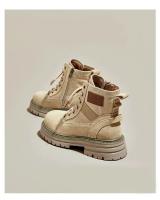 Botas Martin de cuero populares 2025 otoño e invierno nuevo estilo británico plataforma versátil botas cortas de cuero mate terciopelo botas de mujer. - details 1