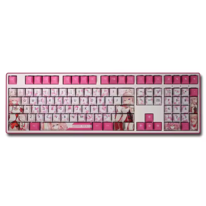 108 teclas genshin Impact Yae Miko keyhat Cherry profile Game Character Animation keyhat PBT Dye sublimación de keyhat mecánico de teclado - 1
