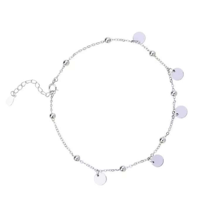 Tobilleras de Plata Esterlina Minimalistas Versátiles Disco Redondo para Mujeres 2024 - 1