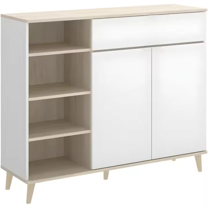 Mueble Auxiliar de cocina, color Blanco/Natural, 102x120x40 cm - 1