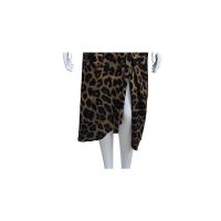 Vestido irregular de punto con tirantes de cintura alta y gasa con cuello en V y estampado de leopardo - details 27