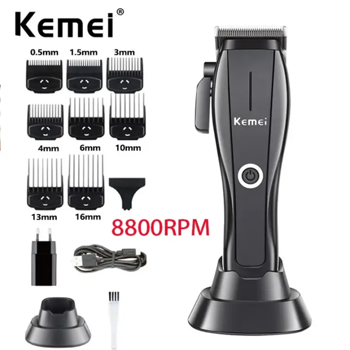 Kemei-cortadora de pelo profesional para hombre, máquina eléctrica inalámbrica, recargable, Motor sin escobillas - 1