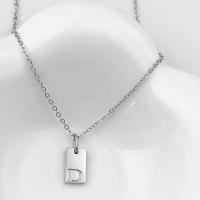 Collar colgante femenino de acero inoxidable plateado con joyas de moda colgantes iniciales - details 4