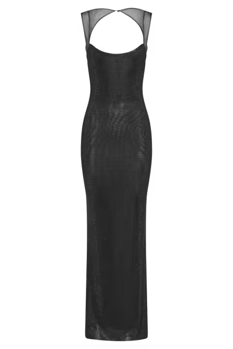 Camisola francesa con diamantes de imitación para chica picante, vestido de noche ligero de lujo de gama alta con cadera envuelta, vestido largo sin espalda para fiesta - 1