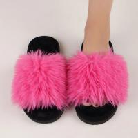 Zapatillas de piel sintética de felpa para mujer, alfombra de casa de invierno, sandalias mullidas, chanclas con punta abierta para caminar al aire libre, primavera y otoño - details 3