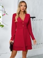 Vestido de Manga Larga para Mujer Primavera Otoño 2025 Color Sólido, Estilo Suelto Vintage XL - details 3