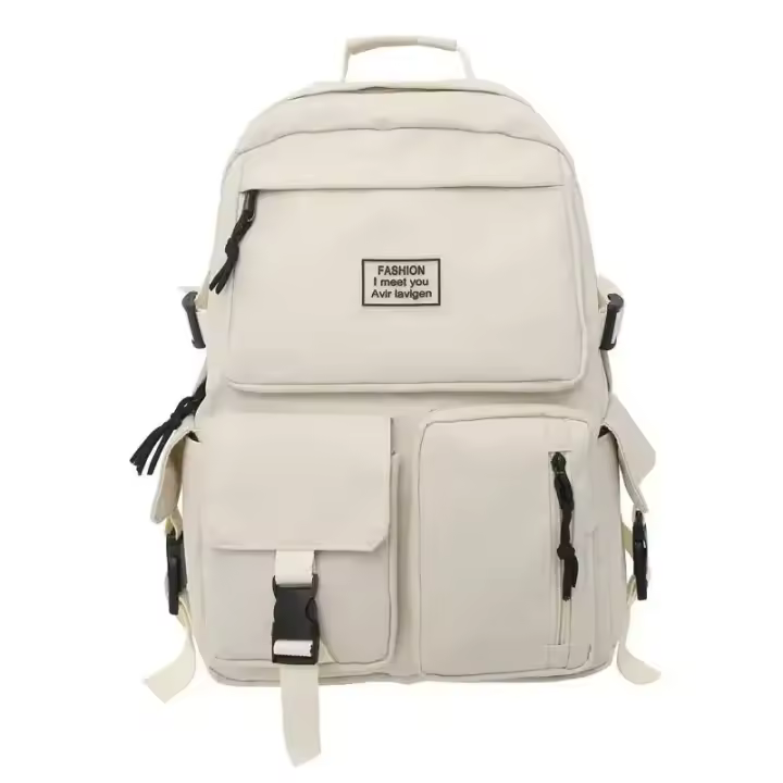 Mochila Universal De Nailon De Gran Capacidad Para Hombre Y Mujer, Bolsa Escolar Simple Con Hebilla De Inserción Para Ordenador - 1