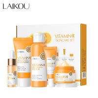 LAIKOU Serie de vitamina C, conjunto de productos para el cuidado de la piel, conjunto de 5 piezas para el cuidado de la piel, limpiador, esencia de tóner, crema para ojos y crema facial - details 0