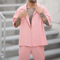 Ohsisa 2025 camisa de verano pantalones casuales conjunto de dos piezas gran oferta nuevo traje de moda delgado de Color sólido para hombres - details 4
