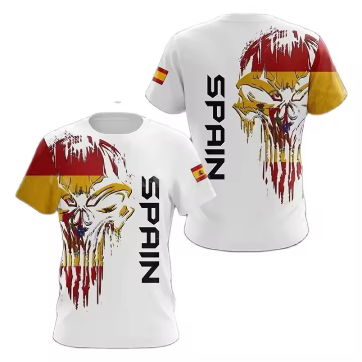 Camiseta de manga corta para hombre, Camiseta deportiva de equipo nacional de competición, diseño independiente, Copa Mundial de fútbol de españa - 1