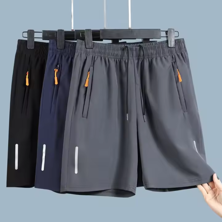 Pantalones Cortos de Seda de Hielo para Hombres Secado Rápido, Transpirables, Delgados para Verano, Correr, Playa - 1