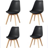 Juego de 4 Sillas de Madera Estilo Nórdico Sillas con Asientos de Cuero Sintético para Escritorio, Comedor, Dormitorio, Balcón, Restaurante Bar Hostal - details 2