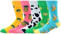 Calcetines de tubo medio para hombre y mujer, medias divertidas e informales, de algodón, coloridas, con diseño de animales de Halloween, 5 pares - details 9