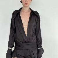 BUNO-Vestido camisero multicapa con dobladillo de hoja de loto para mujer, temperamento de moda - details 4