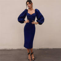 BUNO-vestido ajustado elegante de Color puro para Mujer, ropa de fiesta, Midi, informal - details 10