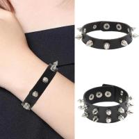 Pulsera gótica con tachuelas y remaches, brazalete negro ajustable de cuero Pu, brazalete Rock Punk - details 0