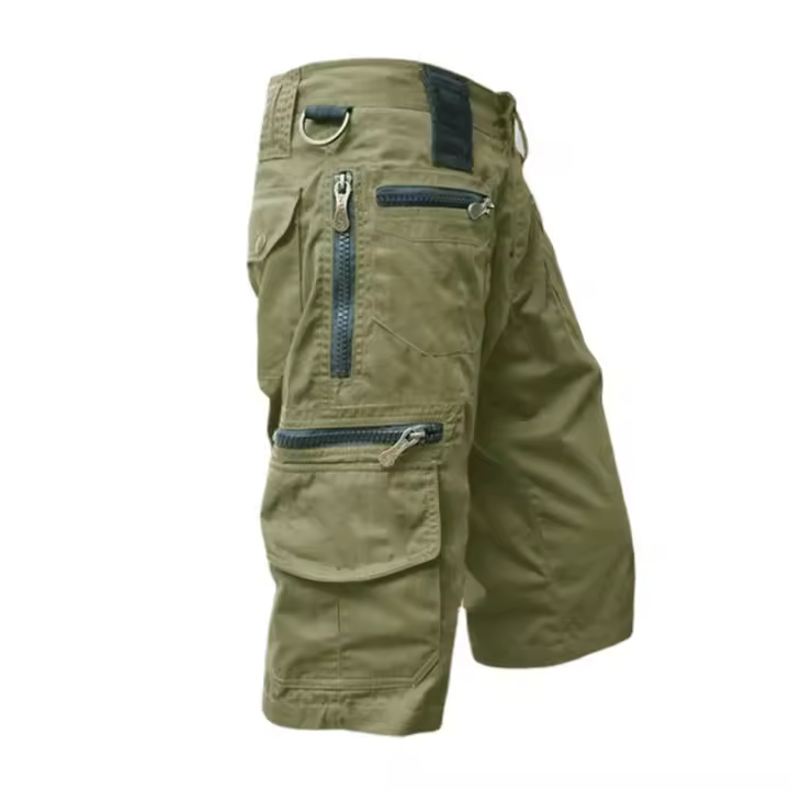 Los hombres sueltos rectos verano de gran tamaño tendencia casual mediados de pantalones multi-bolsillo de trabajo pantalones cortos de cinco pantalones - 1