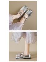 Zapatos de punta cuadrada para mujer, planos, estilo francés, Mary Jane, zapatos coreanos de suela blanda para mujer. - details 2