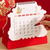 Calendario de escritorio con tapa de pie 2025, calendario de Año de serpiente estampado en caliente, calendario mensual de Año Nuevo rojo engrosado - details 9