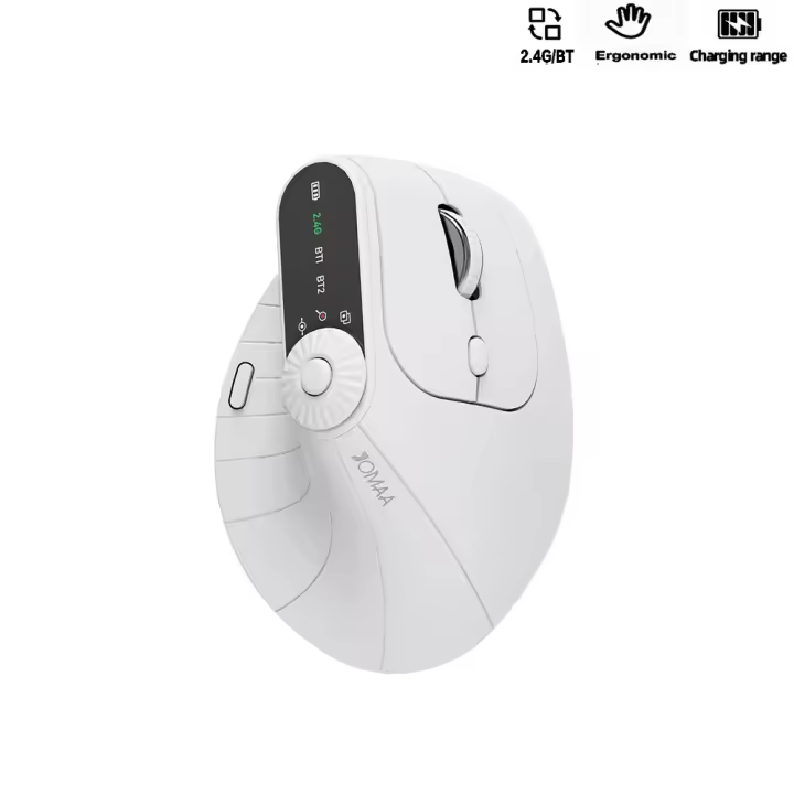Ratón Vertical inalámbrico ergonómico con botón de ajuste de función, ratón recargable de 8 botones para Win/IOS/Android, modo Dual, BT5.0 - 1