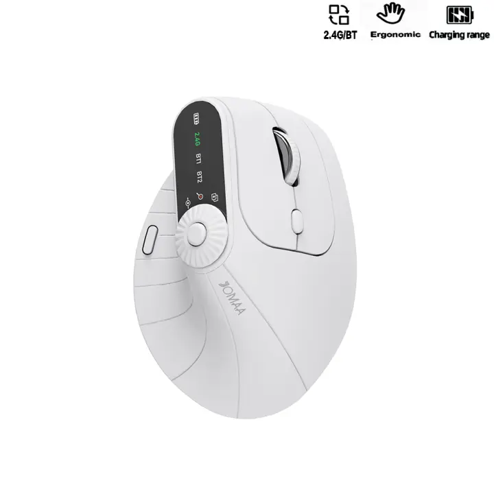 Ratón Vertical inalámbrico ergonómico con botón de ajuste de función, ratón recargable de 8 botones para Win/IOS/Android, modo Dual, BT5.0 - 1