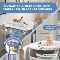 Cambiador de bebés con bañera 2 en 1, Trendy, Ajustable 4 alturas, Termómetro, Ruedas freno, Cesta almacenamiento, Hasta 50 kg, Tubo desagüe, 0-36 meses - details 3