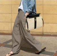 Pantalones casuales de color sólido de cintura alta de moda de pierna ancha para mujer, primavera y otoño - details 10