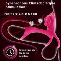 Embalaje privado Sexy Rose Ring Sleeve G Spot Estimulador del clítoris Eyaculación retardada Erección Vibrador Productos para adultos - details 3