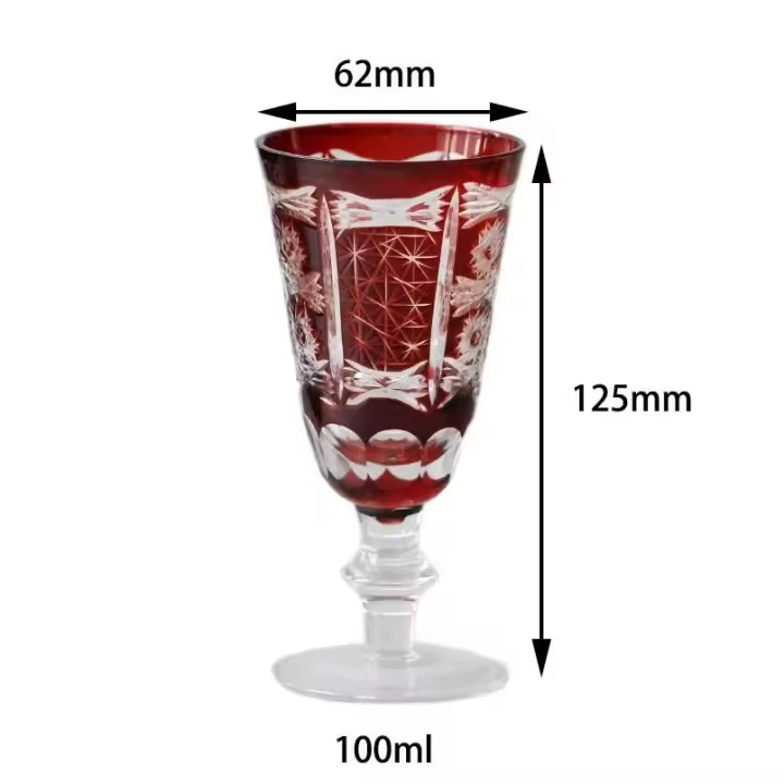 Copas de Cristal de Estilo Bohemio Cortadas a Mano Azul Edo Kiriko Ideal para Bodas 4.8in 3.3oz - 1