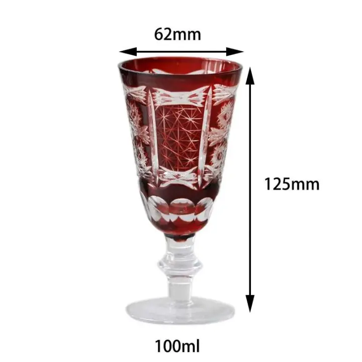 Copas de Cristal de Estilo Bohemio Cortadas a Mano Azul Edo Kiriko Ideal para Bodas 4.8in 3.3oz - 1