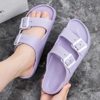 Zapatillas clásicas de verano para mujer, sandalias de playa sin cordones con doble hebilla, EVA ligera y cómoda - details 23
