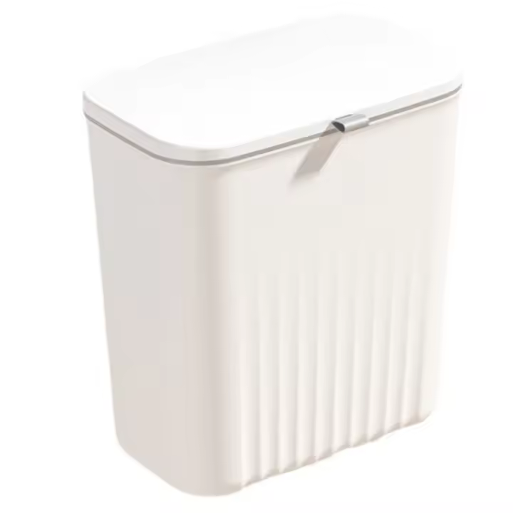 Cubo de basura de cocina para el hogar, cubierta deslizante colgante para puerta de armario, Cubo de almacenamiento, cubo de basura montado en la pared, blanco - 1