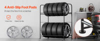 SucceBuy Estante para almacenamiento de neumáticos, soporte para neumáticos de acero de 2 estantes, altura ajustable, capacidad para 8 neumáticos, taller de garaje, capacidad de carga de 180 kg - details 4
