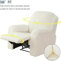 Funda de sillón relax extensible, funda para sofá relax de 1 plaza con bolsillo lateral, para sillón reclinable de relajación y masaje, 4 piezas con jacquard (beige) - details 3
