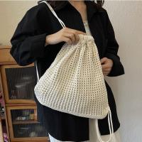 Bolso de hombro tejido de Color sólido, mochila de ganchillo bohemia de estilo perezoso de gran capacidad, versátil - details 12