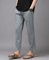 Pantalones informales de seda de hielo para hombre, Pantalones rectos transpirables finos para negocios, ropa de oficina para exteriores, Verano - details 6