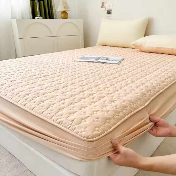 Bonenjoy-Funda de colchón acolchada, Sábana gruesa de Color sólido, Sábana elástica, ropa de cama para el hogar, sin funda de almohada, 1 unidad - 1