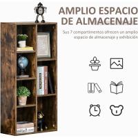Estantería de Madera Rústica Marrón 7 Compartimentos para Libros, Archivos, Dormitorio, Oficina - details 3