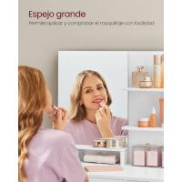 Tocador con Espejo, 2 Estantes Regulables Detrás de la Puerta y 1 Cajón, Blanco Nube - details 4