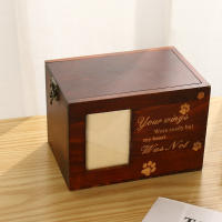 Urna para mascotas de madera maciza, urnas conmemorativas de cremación, tapa extraíble, urna conmemorativa única para perros, gatos, suministros funerarios para mascotas - details 1