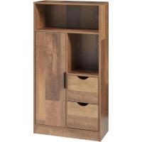 Mueble auxiliar de baño con 4 compartimentos, 2 cajones, armario midi con puerta, mueble bajo para dormitorio, aglomerado, tirador de metal. - details 1
