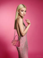 Bolso mujer 2025 nueva celebridad de Internet brillante diamantes de imitación rosa flor cadena pequeña bolsa cuadrada bolsa de mensajero portátil marea - details 13
