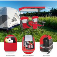 Sillas de Camping Plegables, Silla Plegable Portátil Doble con Bolsa de Transporte Refrigeradora, Silla de Picnic de 2 Asientos para Exteriores con Mesa y Dosel Desmontable (Azul) - details 12