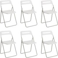 Silla Plegable para Ahorrar Espacio, Silla de Comedor para Interior y Exterior con Estructura de Acero, 42x38x78 cm (Blanco, 6) - details 0