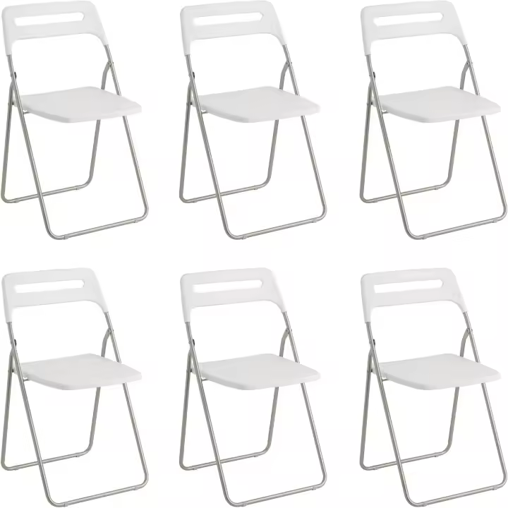 Silla Plegable para Ahorrar Espacio, Silla de Comedor para Interior y Exterior con Estructura de Acero, 42x38x78 cm (Blanco, 6) - 1