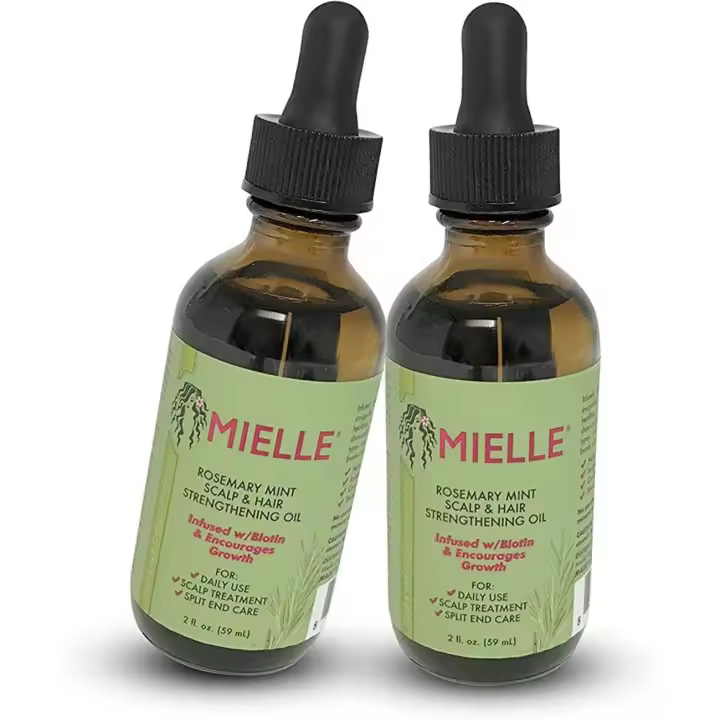Mielle Organics Products Aceite de crecimiento de menta y romero, 2 oz, (paquete de 2), infundido con biotina para estimular el crecimiento del cabello y eliminarlo - 1