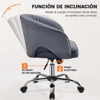 Rudas Giratorias 360 °    con Función Inclinación Sillon Trabajo Altura Ajustable Tapizada Terciopelo Gris Oscuro - details 1